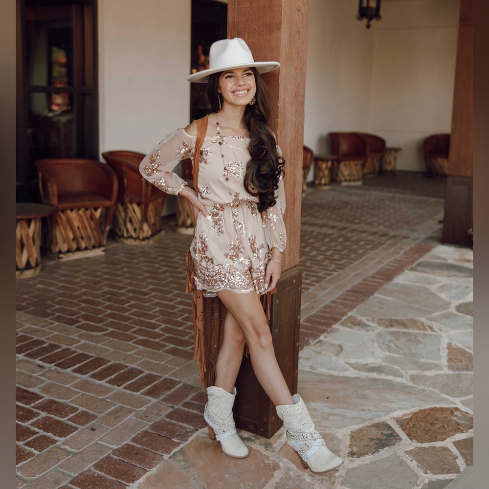 Life Of The Party Sequin Romper in Rose Gold